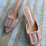 KMEIOO Pink Suede Buckle Kitten Heels Mules Size 7.5 Photo 0