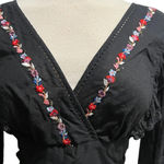 Topshop Floral tie back crop top Black Size 2 Photo 1