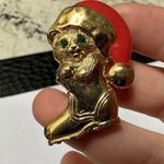 Signed Avon Christmas Holiday Brooch Pin Gold Tone Kitty Cat In Santa Boot & Hat Photo 2