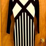 H&M black and white stripe long sleeve midi dress Photo 6