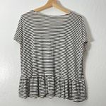 Free People Beach XS Cream Black Knit Striped Ruffle Knit Top Blouse Cap Sleeve Photo 1