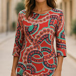 Tracy Negoshian Womens Dress Sz S Bodycon Dolman Sleeve Rust Orange Peach Green Photo 0