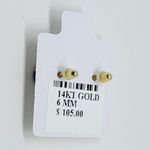 Real 14k Gold Studs Earrings Blue Cubic Zirconia 6mm Screw Back Girl Women September Birthstone Aretes Azul De Mujer New Photo 3