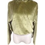 NWT Araminta James Women's XS Cropped Velour Hoodie Khaki Green Casual Photo 0