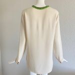 Gucci  Cream Silk Blouse with Green Neckline Photo 1
