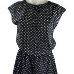 AQUA  Women's Blue Polka Dots Button Down Short Cap Sleeve Jumpsuit Romper Size S Photo 0