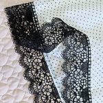 NWOT Womens Lace Embroidery Black Polka Dot Shirt Blouse Sz 3 Long Sleeve White Photo 1
