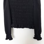 H&M Womens Top M Black Smocked Long Sleeve Off Shoulder Dark Romantic Whimsigoth Photo 3