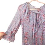 See By Chloe Ruffled Printed Silk Georgette Midi Dress Sz Medium Photo 3