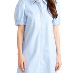 NEW DOLCE CABO Baby Blue Short Sleeve Vegan Leather Dress in Cornflower M $159 Size M Photo 0