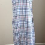 J Jill The Madras Maxi Dress 100% Linen Sleeveless Relaxed Fit Pockets Blue Sz M Size M Photo 0