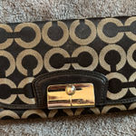 Coach Vintage  Wallet Black Signature Buckle Trifold Jacquard Leather Photo 0