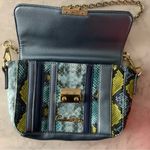 Carlos Falchi Crossbody Purse Flower Embellished Snakeskin Pattern Chain Strap Blue Photo 8