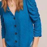 Anthropologie MaEVE by Teal Button-Down Shirt π Photo 0