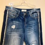 Jessica Simpson Distressed Arrow Straight Striped Side Denim Jeans Photo 2