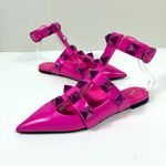 Valentino Garavani  Roman Stud leather Point Toe Flats Pink 37.5 NEW Photo 10