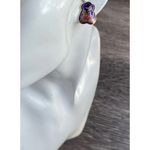 Vintage Cloisonne Earrings 70s Enamel Butterfly Floral Pin Post Backs Blue Photo 3