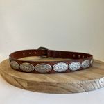 Ann Taylor 90s Vintage  Tan Genuine Leather Silver Studded Belt Size Small Photo 1