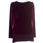 Vintage Always Caroline 14Pā Crushed Velvet Long Sleeve Top Maroon Fall Red Photo 3