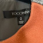 Toccin Colorblock Burnt Orange & Gray Mini Crewneck Dress Puffed Sleeves Size 0 Photo 3