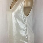 J.Crew Silk Blend Ivory Metallic Front Short Sleeve Top S Photo 2