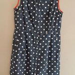 Boden Blue White Polke Dot Sleeveless Button Down Shirt Dress Size 10 Long Photo 0