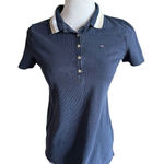 Tommy Hilfiger Womens  Navy Blue Metallic Collar Polo Shirt - Sz S Photo 0