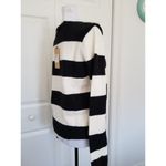 Halogen Women's Basic Crew Neck Long Sleeves Black Ivory Stripe Sweater Size M Photo 2