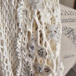 Crochet Cardigan White with sequins beads and rhinestones size L Size L Photo 5