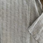 Flax Vintage Rare Crosshatch 100% Linen Draped Top in Tan and White Size Medium Photo 4