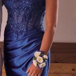 Clarisse Blue Embellished Prom Dress With Slit Photo 0