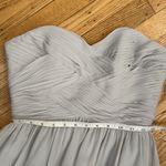 Revelry Strapless Chiffon Gown Sz 4 Light Grey Bridesmaid Formal Dress Gray Photo 5