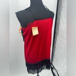 Vintage in cement, red and black fringe,‎ nightgown size medium Photo 2