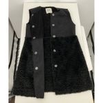 Dylan  Black Faux Suede Sherpa Trim Long Vest Women's Photo 3