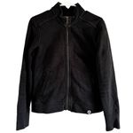 American Giant Full Zip Moto Jacket Fleece High Neck Pockets 100% Cotton Black M Size M Photo 1