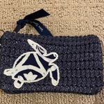 Vera Bradley  Dark Blue Woven Zip ID case  with Turtle Design Photo 0