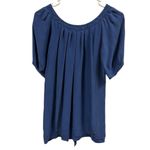 Cynthia Steffe Silk Luxury Blue Short Puff Sleeve Blouse Laced Tie Neck size XS Photo 7