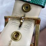 DOMINO De Micheli Italy Vintage Green Leather Belt Solid Brass Buckle Size 29 Photo 5