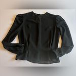 Neiman Marcus VINTAGE  Women’s Sheer Black Long‎ Sleeve Peplum Beaded Blouse Sz 4 Photo 2