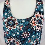 Loft Ann Taylor  blue aqua print boho top size medium Photo 3