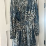 AQUA  Patchwork Print Mini Dress Floral Blue and White Photo 3