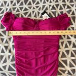 Privy Mesh Ruched Off The Shoulders Sweetheart Mini Dress In Berry Size S Photo 14