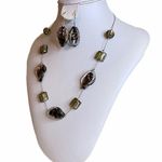 HANDMADE GLASS Necklace and Earrings Set Women’s Fun Chic Fashionable Trendy Photo 1