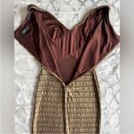 Tadashi Shoji  Metallic Bronze Gold Pleated Formal Cocktail Dress Small Photo 9