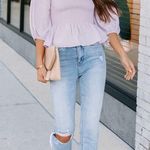 VICI JAEL SMOCKED PEPLUM CROP TOP - LILAC Photo 4