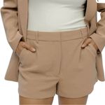 Aritzia Wilfred Tan Anthem Crepe High Waisted Chino Trouser Shorts size 8 Photo 0