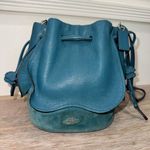 Coach  Petal Drawstring Dark Teal Bucket Leather And Suede Bag Purse #F11829 Photo 2