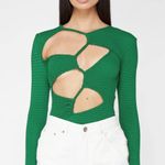 Maniere De Voir Textured Cut Out Bodysuit Green Photo 2