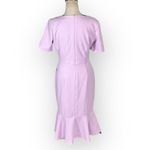 London Times Twist Front Dress Womens 6 Lavender Knee Length V-Neck Short Sleeve Photo 3