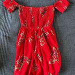 Showpo NWOT red floral smocked off the shoulder dress Photo 0